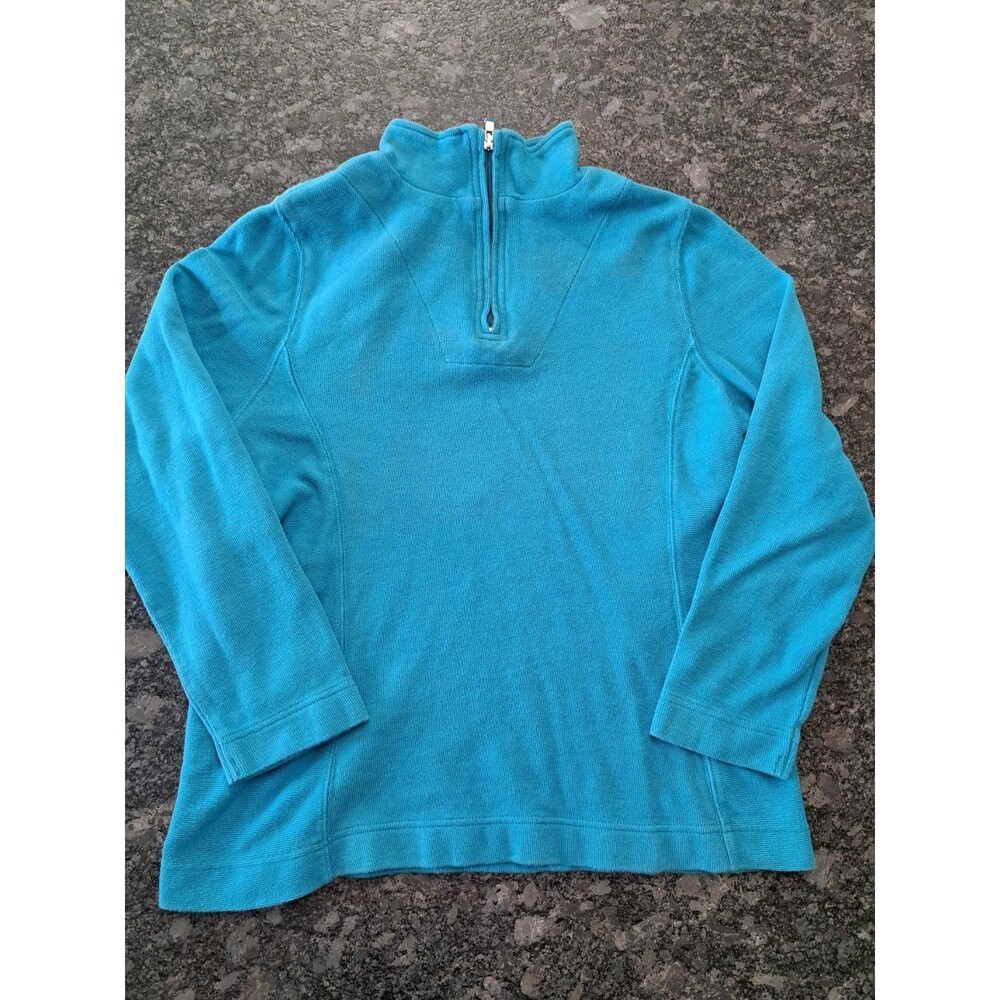 Talbots Teal Blue Long Sleeve Pullover Quarter Zip Women’s Size Large
